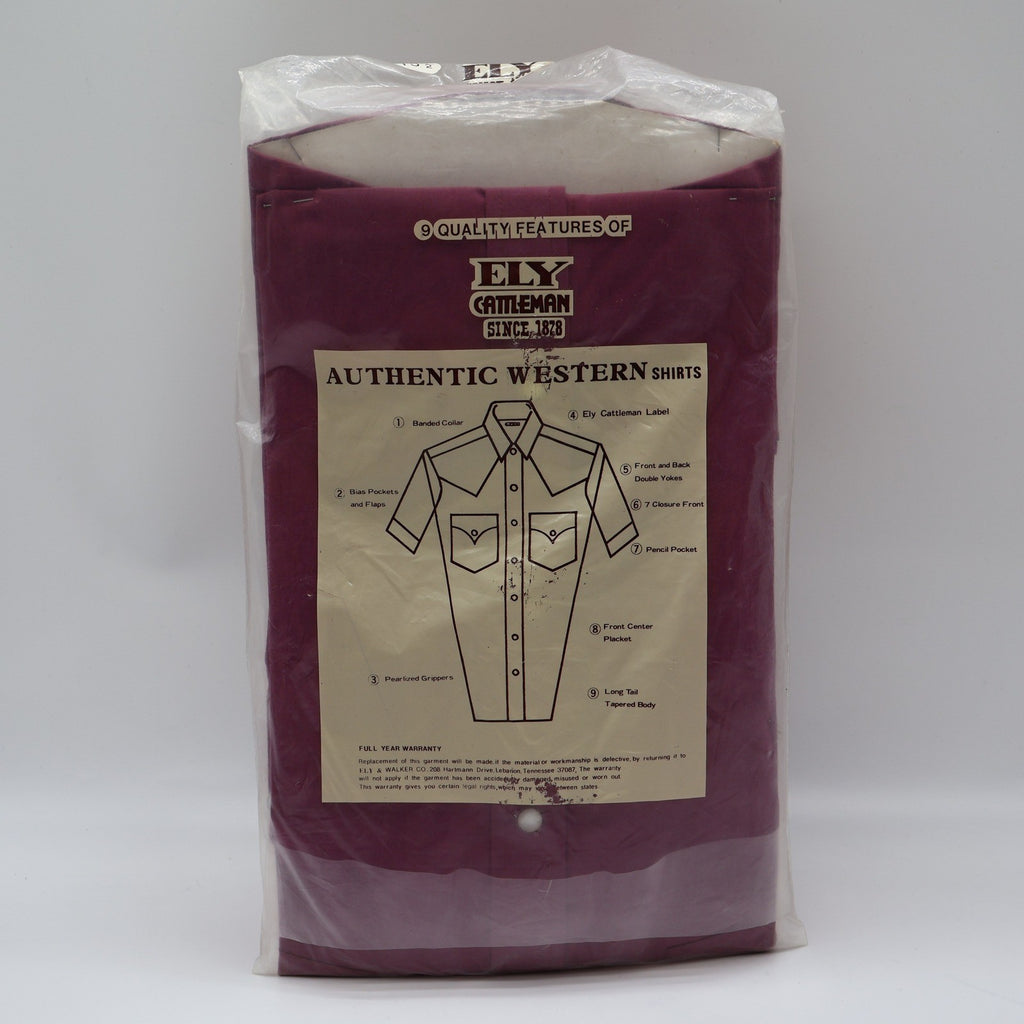 Ely Cattleman Western Shirt Mens 15.5 Burgundy Short Sleeve Pearl Snap NIP - take2supply