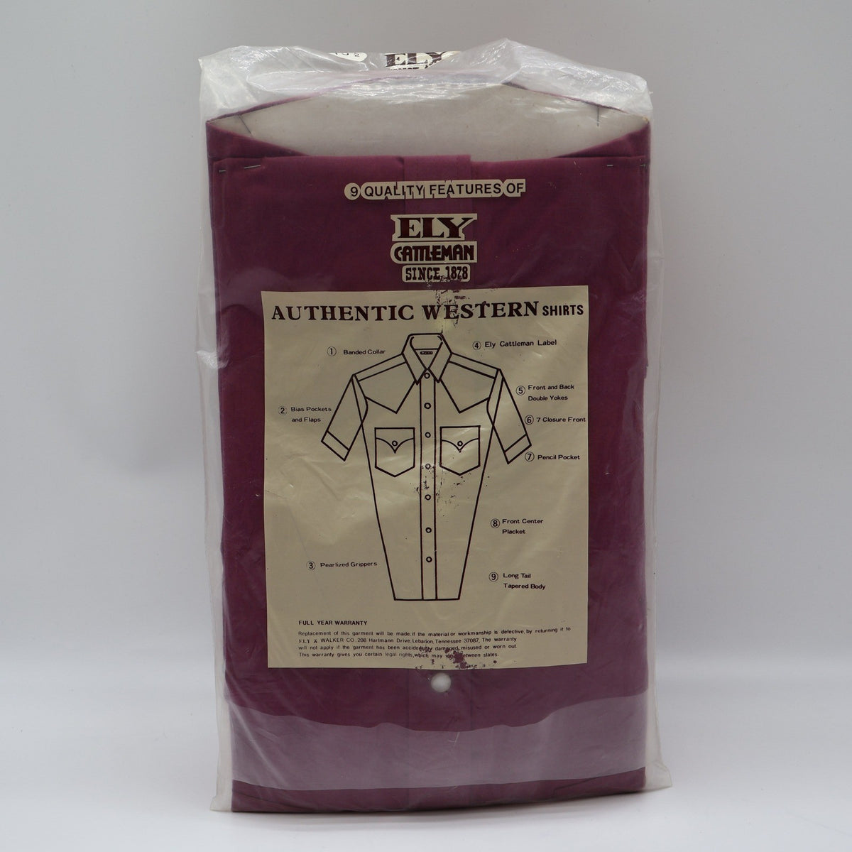 Ely Cattleman Western Shirt Mens 15.5 Burgundy Short Sleeve Pearl Snap NIP - take2supply