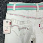 Levi's Y2K Bermuda Shorts Girls 12 White Denim NWT 2006 Retro Heart Pocket - take2supply