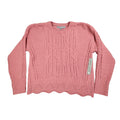 Absolutely Famous Chenille Cable Knit Sweater Womens XL Pink Scalloped AD1350 - take2supply