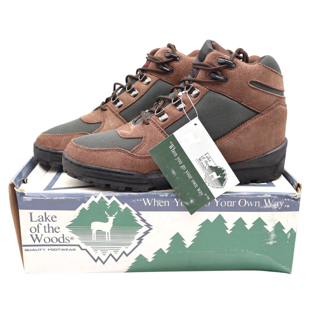 Lake of the Woods Hiking Boots Mens 12M Vintage Brown Suede Canvas Trail Shoes - take2supply