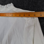 AGB Blouse Womens Small White Stretch Cotton Ruffle V-Neck Long Sleeve Button Up - take2supply