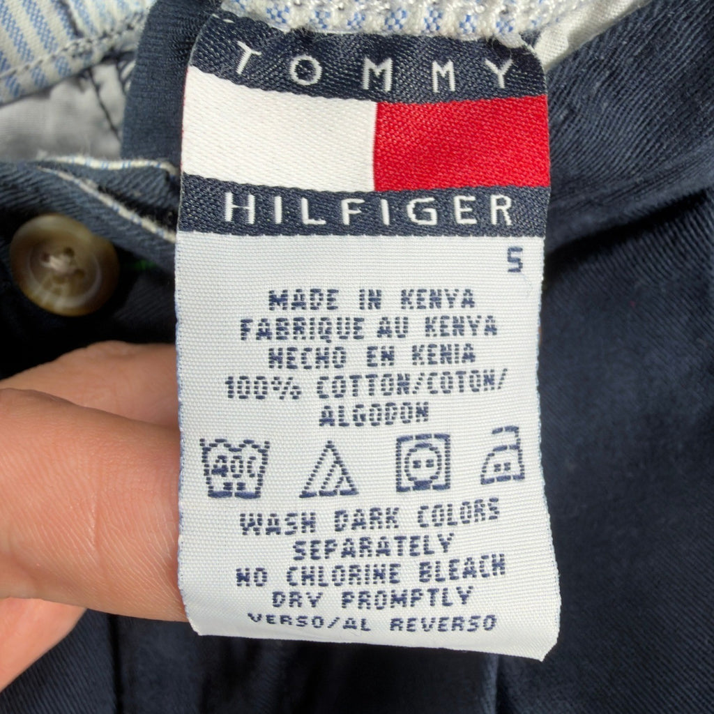 Tommy Hilfiger Y2K Pleated Chino Shorts Boys 5 Navy Blue Cotton NWT Deadstock - take2supply