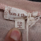 Hem & Thread Striped Knit Top Womens S/M Pink White Oversized Drop Shoulder NWT - take2supply