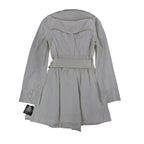 Takara Trench Coat Womens M White Belted Double Breasted Smocked NOS NWT - take2supply