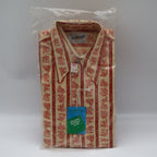 Bellcraft Shirt Boys 10 Vintage 70s Red Cream Toile Print Double Button Cuff NWT - take2supply