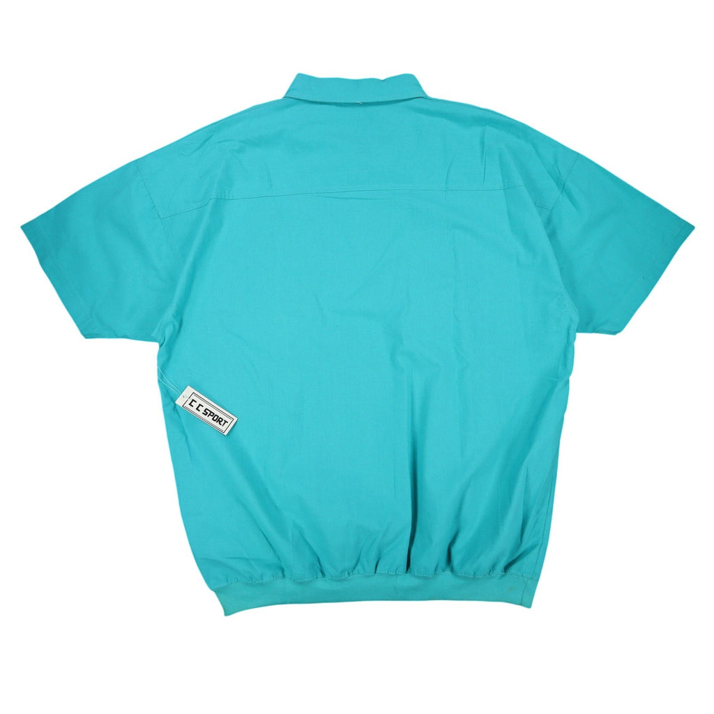 CC Sport Polo Shirt Mens 2XLT Vintage 90s Teal Cotton Blend Banded Bottom NWT - take2supply