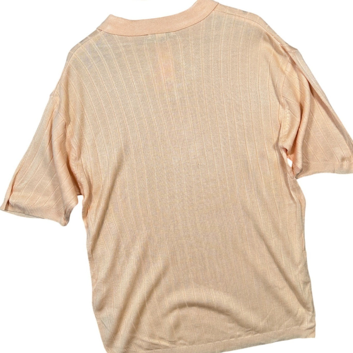 Cassel Men's Peach Ribbed Knit Short Sleeve Polo Shirt XL NWT - take2supply