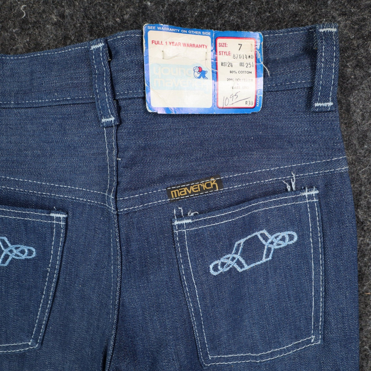 Vintage Young Maverick Boys Jeans Size 7 Blue Flare Leg USA NWT - take2supply