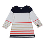 Links Striped 3/4 Sleeve Top Women Size S Vintage 90s Navy White Red Nautical - take2supply