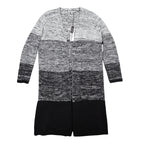 VioletRuby Cardigan Womens Medium Black Grey Ombre Open Front Longline Duster - take2supply