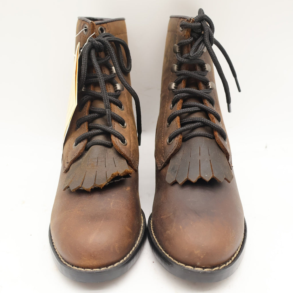 Durango Lil Legends Kids 13.5 Tan Leather Lace Roper Boots Vintage Deadstock NWT - take2supply