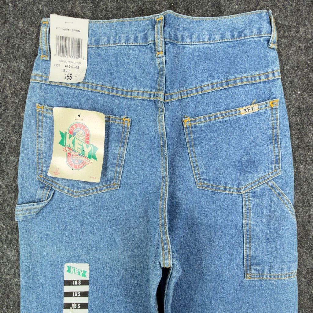 Key Vintage Carpenter Jeans Kids 16S Blue Cotton Denim Deadstock NWT C701 - take2supply