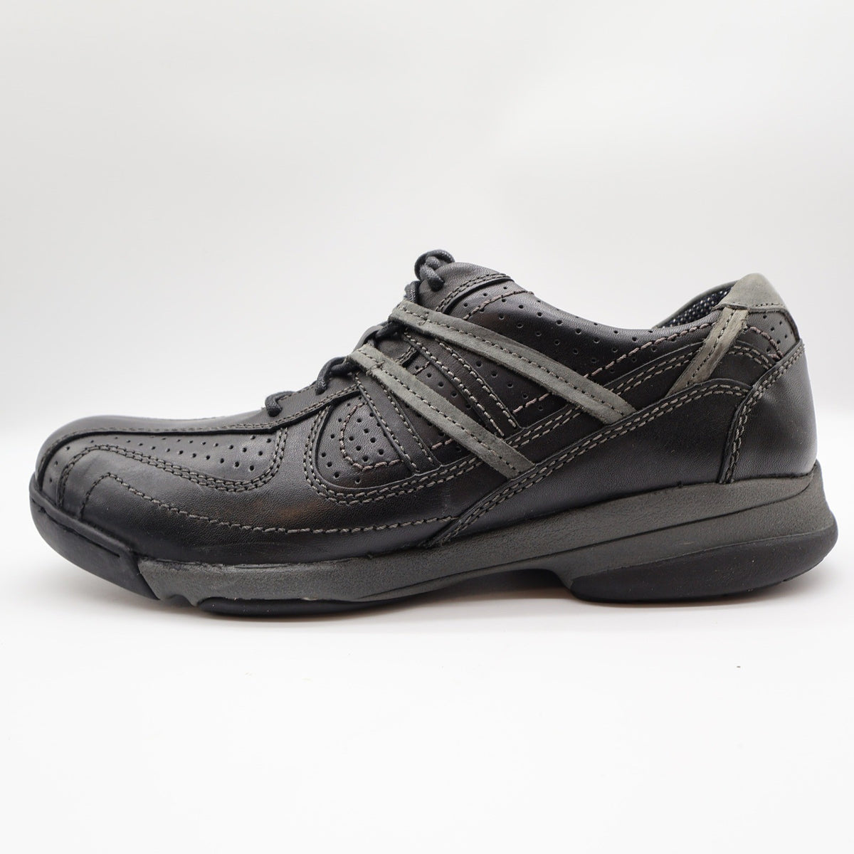 Hush Puppies Integrate Black Leather Walking Shoes Mens 9 Medium H101169 New - take2supply