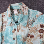 Company Collection Shirt Jacket Womens 8 Y2K Aqua Blue Paisley Floral Textured - take2supply