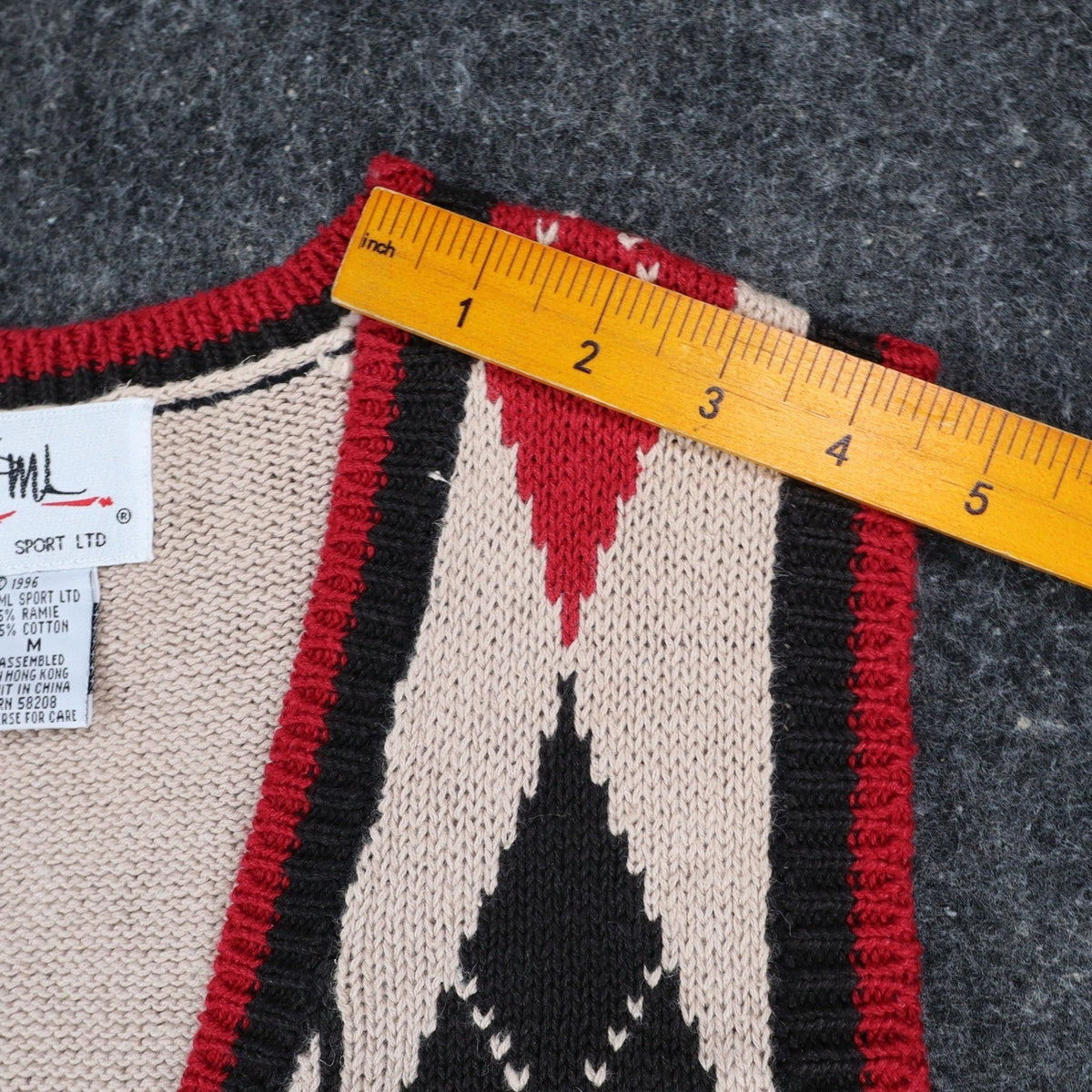 SML Sport Ltd Sweater Vest Womens M Vintage 1996 Argyle Knit Tan Red Black - take2supply