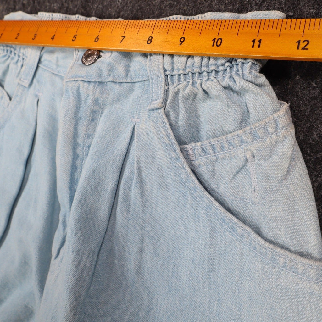 Levi's 917 Denim Shorts Girls 12 Vintage 90s Light Wash Cinch Waist Made in USA - take2supply