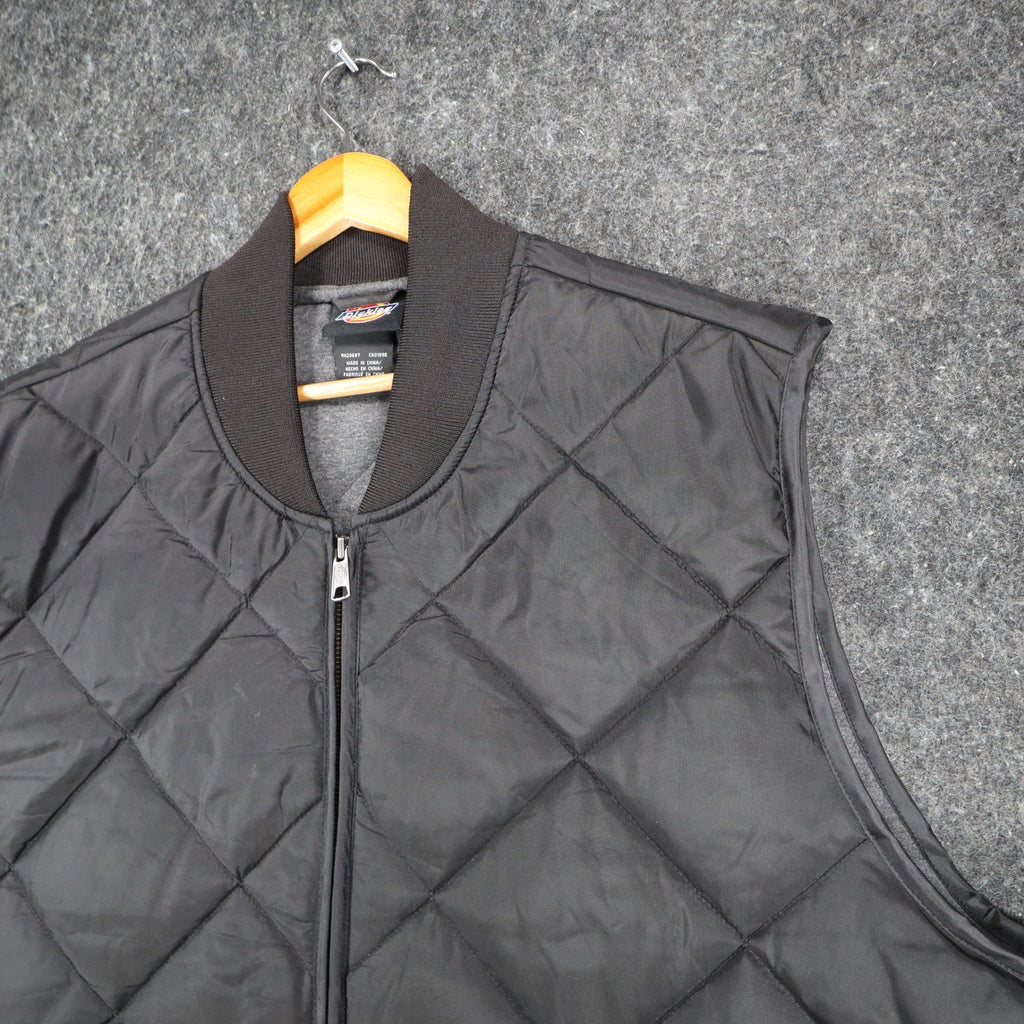 Dickies Insulated Nylon Vest Mens XL Black Diamond Quilt Water Repellent TE242BK - take2supply