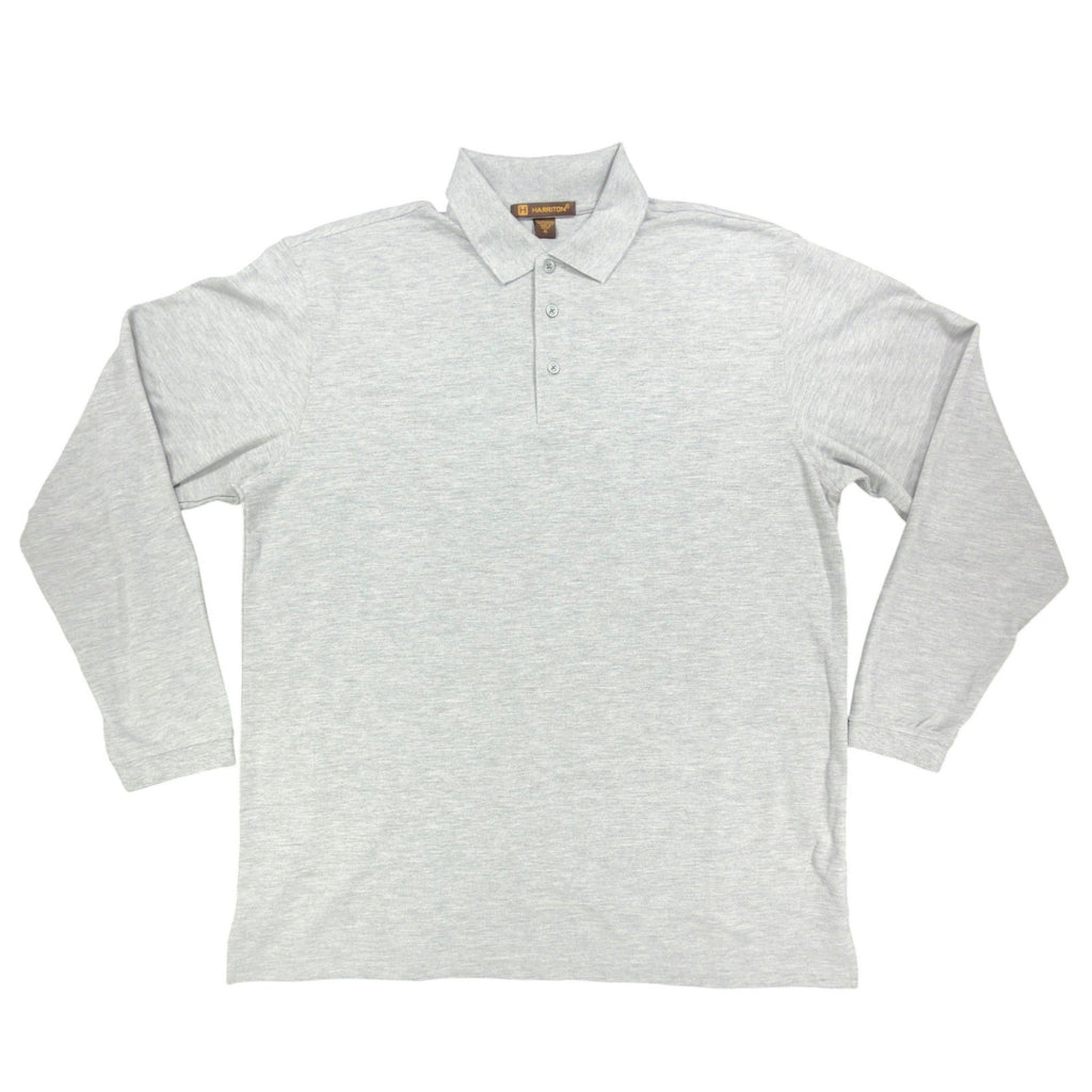 Harriton Long Sleeve Polo Mens XL Gray Cotton Blend M265L New No Tags - take2supply