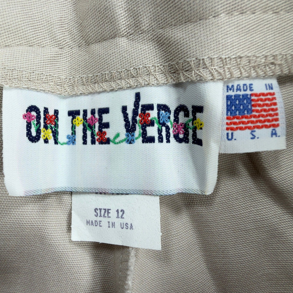 On The Verge Vintage 90s Pleated Shorts Womens 12 Beige Cotton NWT Made in USA - take2supply