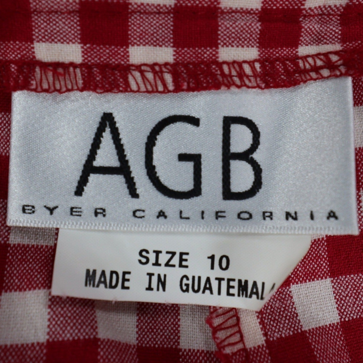 AGB Byer California Gingham Pants Womens 10 Vintage Y2K Red White Stretch Plaid - take2supply