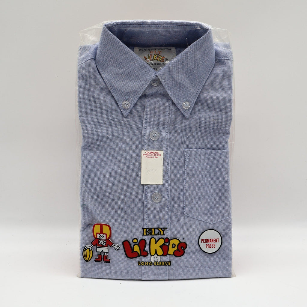 Ely Lil Kids Boys 4 Blue Oxford Shirt Long Sleeve Button Down Collar NIP - take2supply