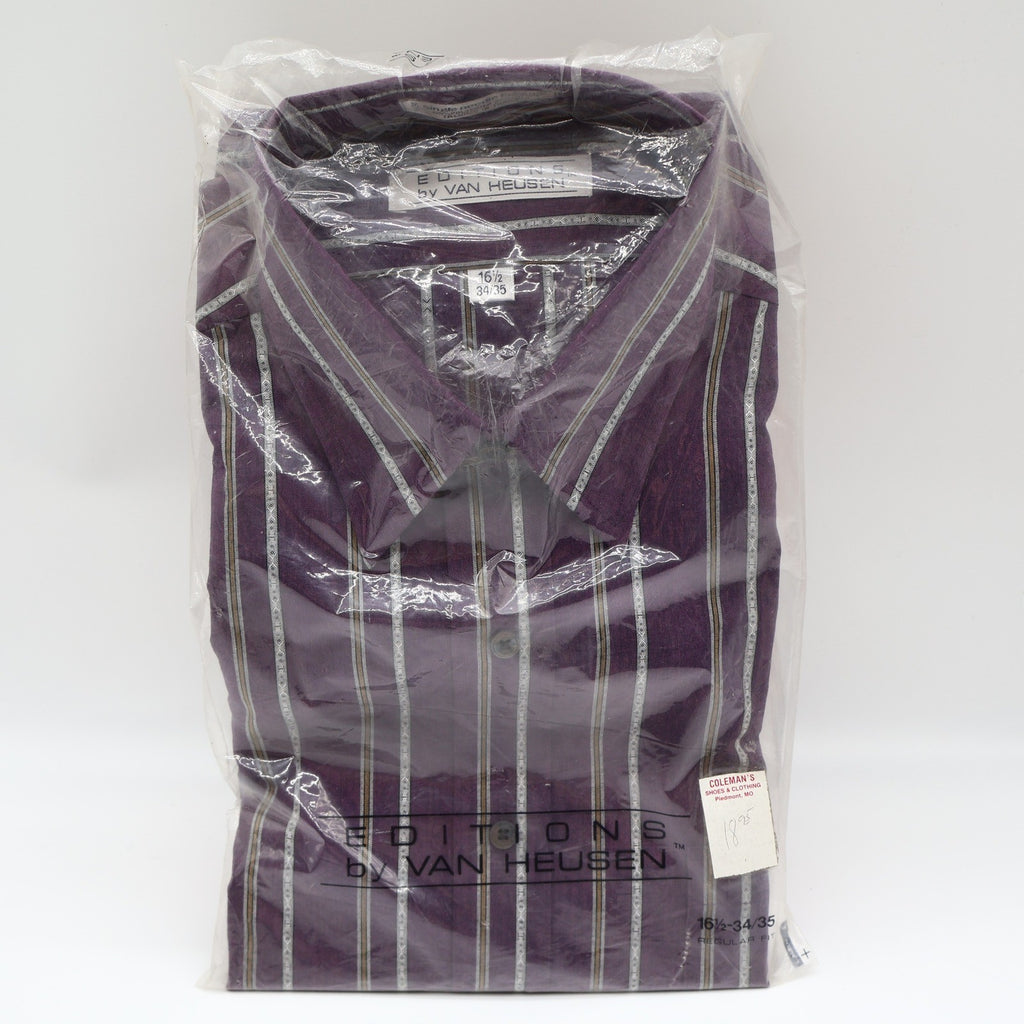 Van Heusen Editions Dress Shirt Mens 16.5 34/35 Purple Geometric Stripe New - take2supply