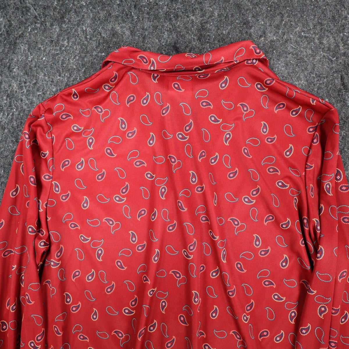 Nikki Blouse Womens 14 Vintage 90s Rust Red Paisley Polyester Button Up Shirt - take2supply