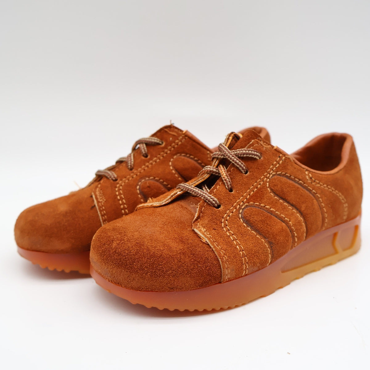 Walker Oxford Sneakers Kids 12 D Vintage 70s Rust Suede Platform Made in USA - take2supply