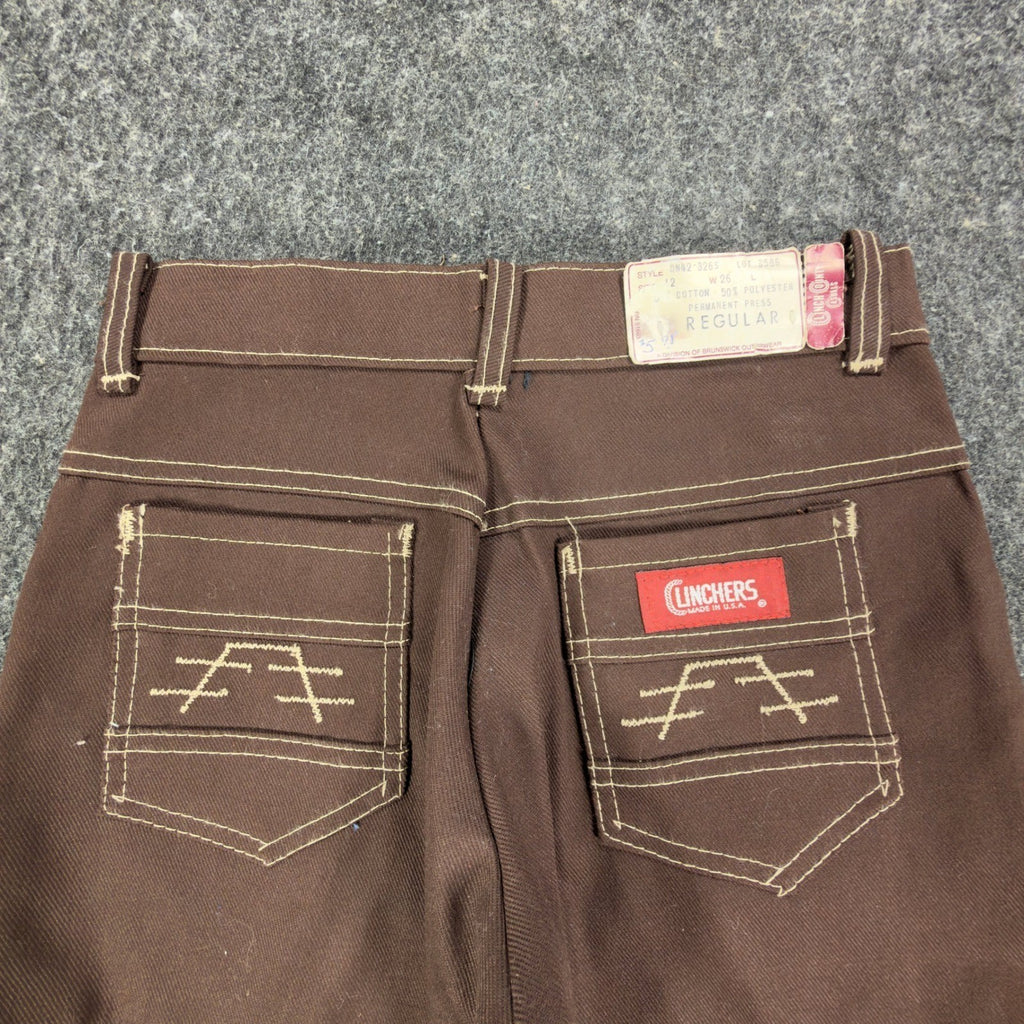Linchers Vintage 70s Twill Shorts Mens W26 Brown Cotton Blend NWT Deadstock - take2supply