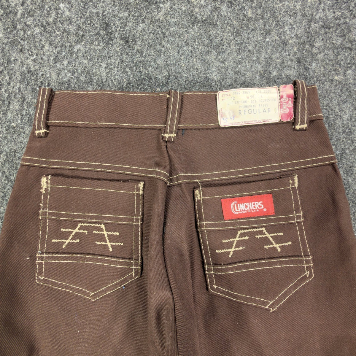 Linchers Vintage 70s Twill Shorts Mens W26 Brown Cotton Blend NWT Deadstock - take2supply