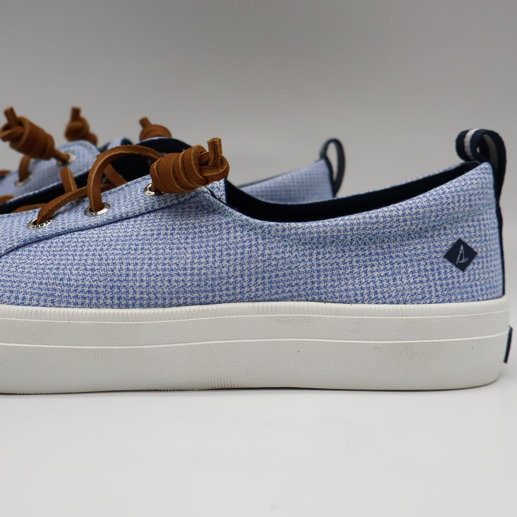 Sperry Crest Vibe Sneaker Womens 7.5 Blue Gingham Canvas Leather Lace STS85817 - take2supply