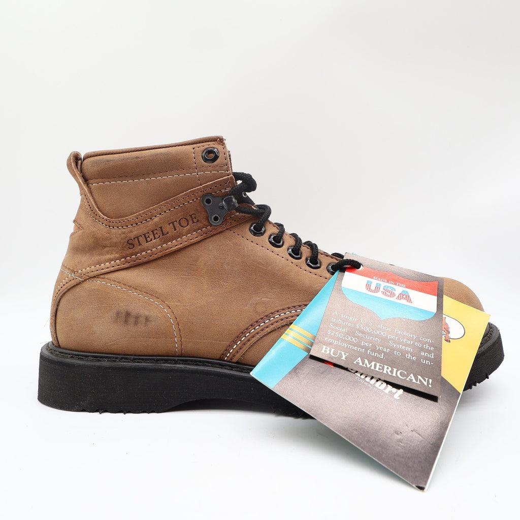 Carolina 139 Steel Toe Work Boots Mens 11 D Brown Leather USA New Vintage 90s - take2supply