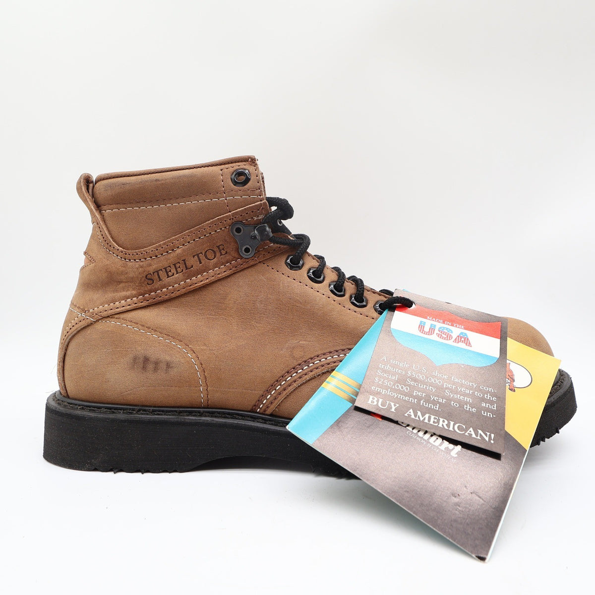 Carolina 139 Steel Toe Work Boots Mens 11 D Brown Leather USA New Vintage 90s - take2supply