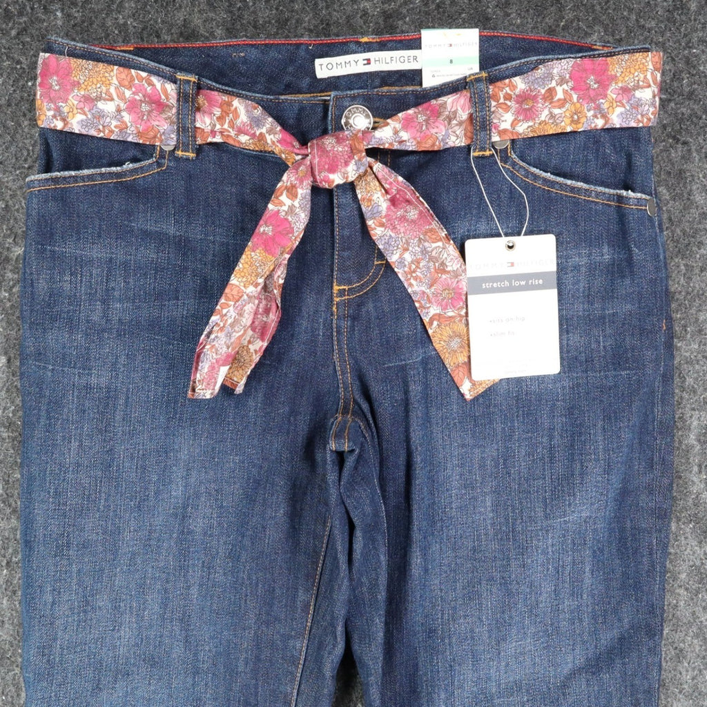 Tommy Hilfiger Jeans Womens 8 Vintage 2000s Low Rise Stretch Blue Floral Belt - take2supply