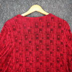 N Touch Blouse Womens Medium Vintage Red Black Geometric Button Front 3/4 Sleeve - take2supply