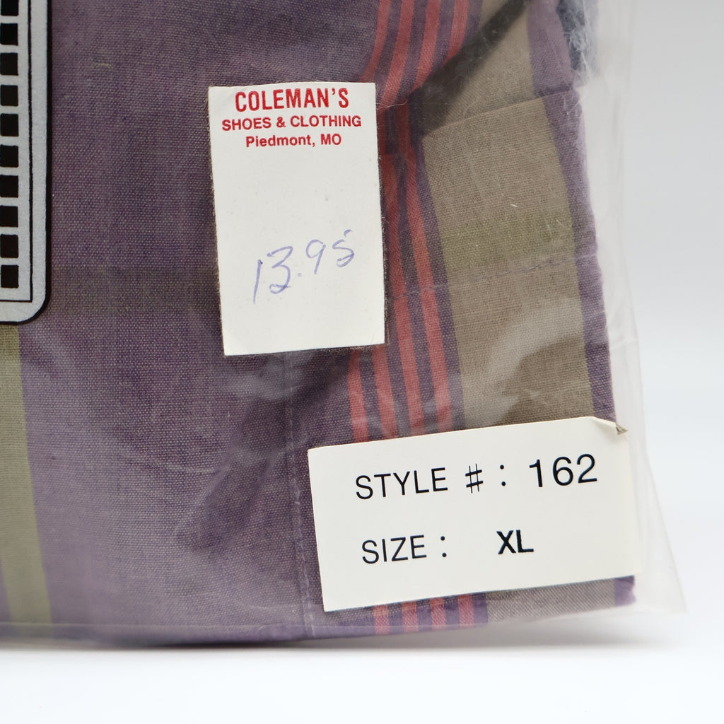 London Fog Plaid Button Down Shirt Mens XL Vintage 90s Purple Cotton Blend NIP - take2supply