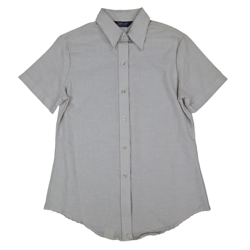 Dee Cee Short Sleeve Button Up Womens 14 Vintage Gray Striped Made in USA Shirt - take2supply