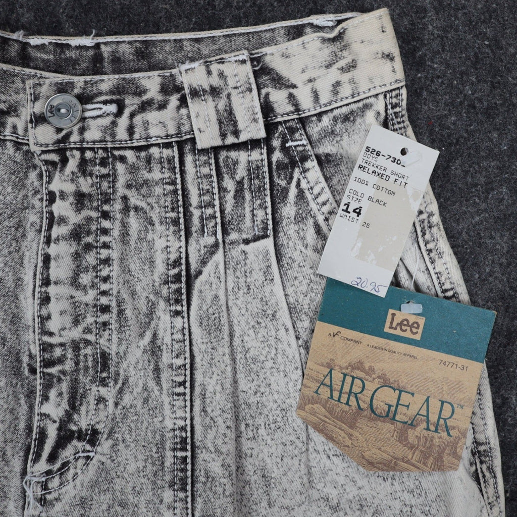 Lee Trekker Shorts Boys 14 Vintage 90s Acid Wash Black Cotton Relaxed Fit NWT - take2supply