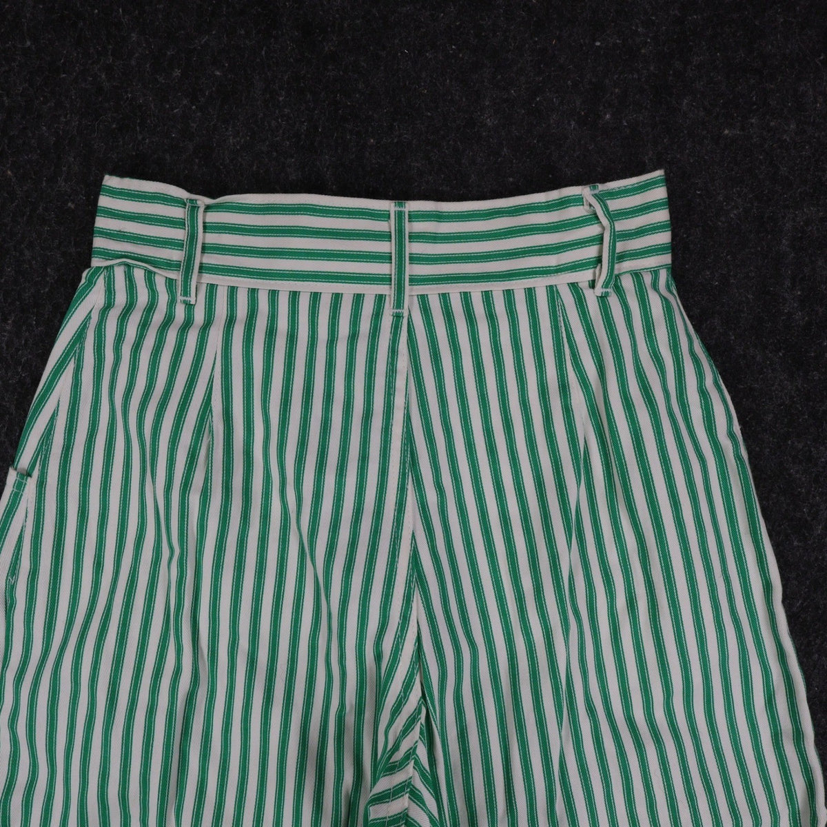 Hang Ten Shorts Womens 3/4 Vintage 80s Green White Striped Cotton High Waist NWT - take2supply