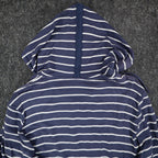 Erin London Womens L Navy White Striped Zip Hoodie Bell Sleeve Pockets NWT - take2supply