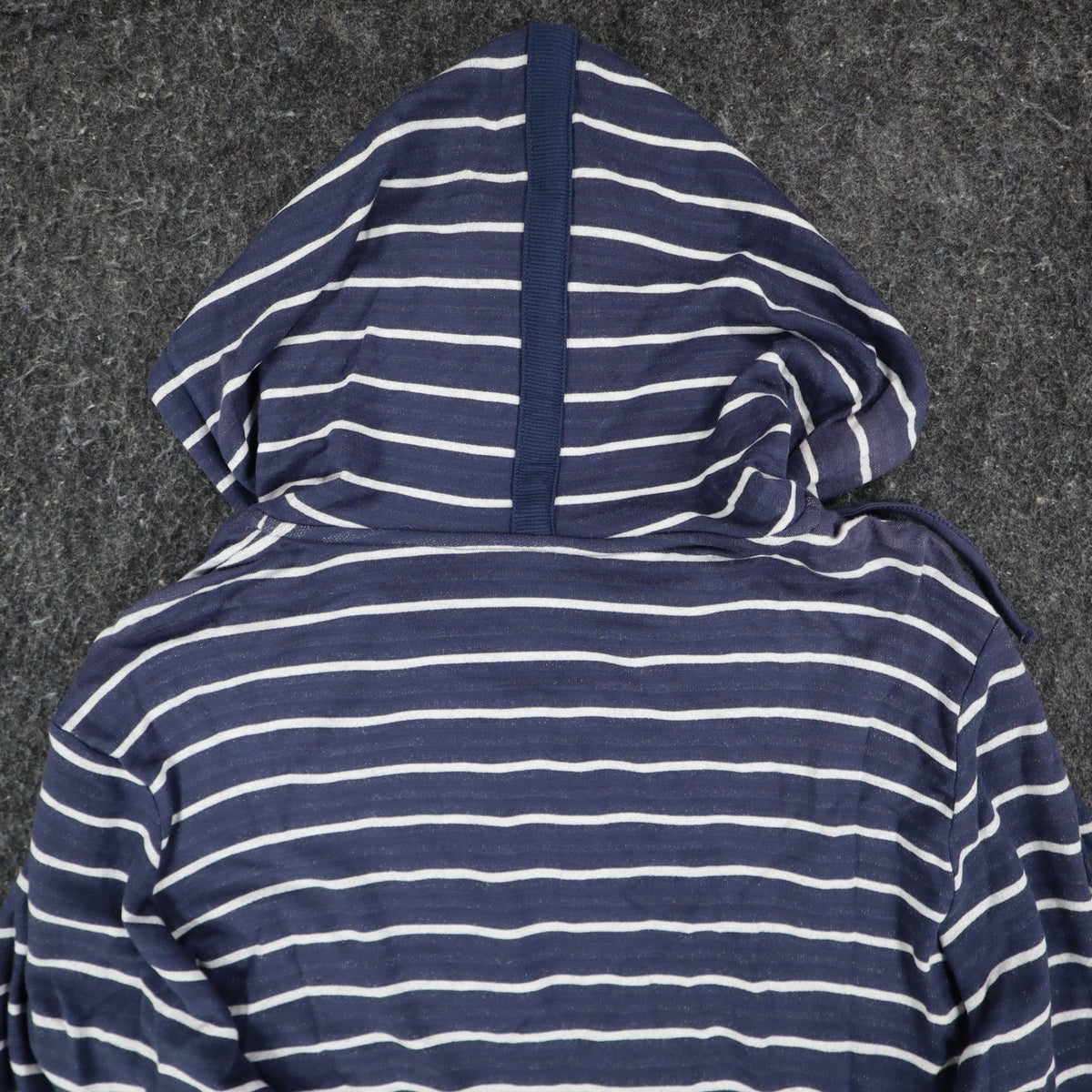 Erin London Womens L Navy White Striped Zip Hoodie Bell Sleeve Pockets NWT - take2supply