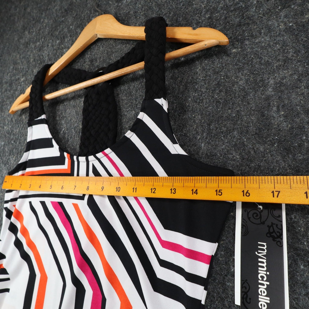 mymichelle Tank Top Womens Large Geometric Stripe Racerback Black Orange NWT - take2supply