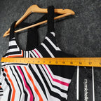 My Michelle geometric-striped tank top with braided black straps, chest ruler view