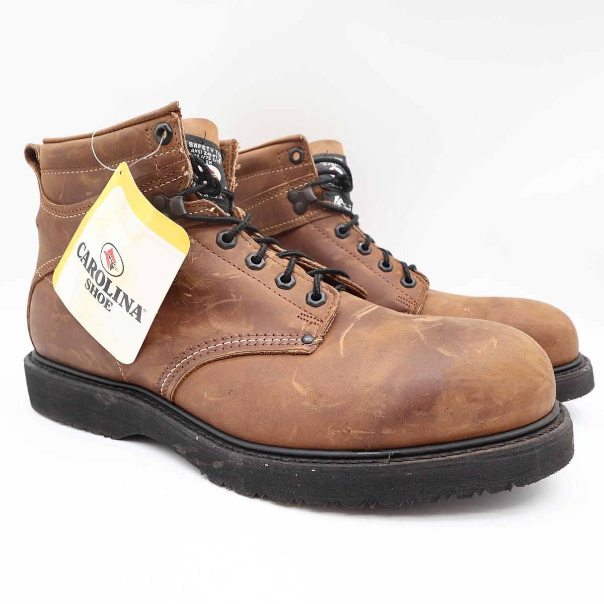 Carolina 6" Steel Toe Work Boots Mens 13 D Brown Leather Made in USA NWT - take2supply