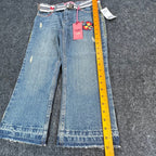 US Polo Assn Y2K Butterfly Jeans Girls 12 Blue Denim Flare Belted USPA NWT - take2supply