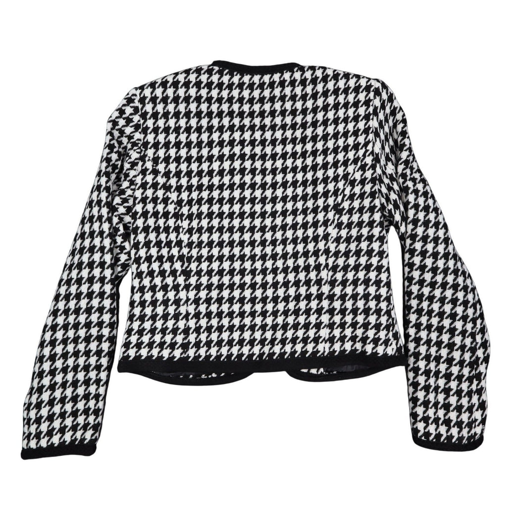 Larry Levine Houndstooth Jacket Womens Size S Black Cream Zip Pockets NWT - take2supply