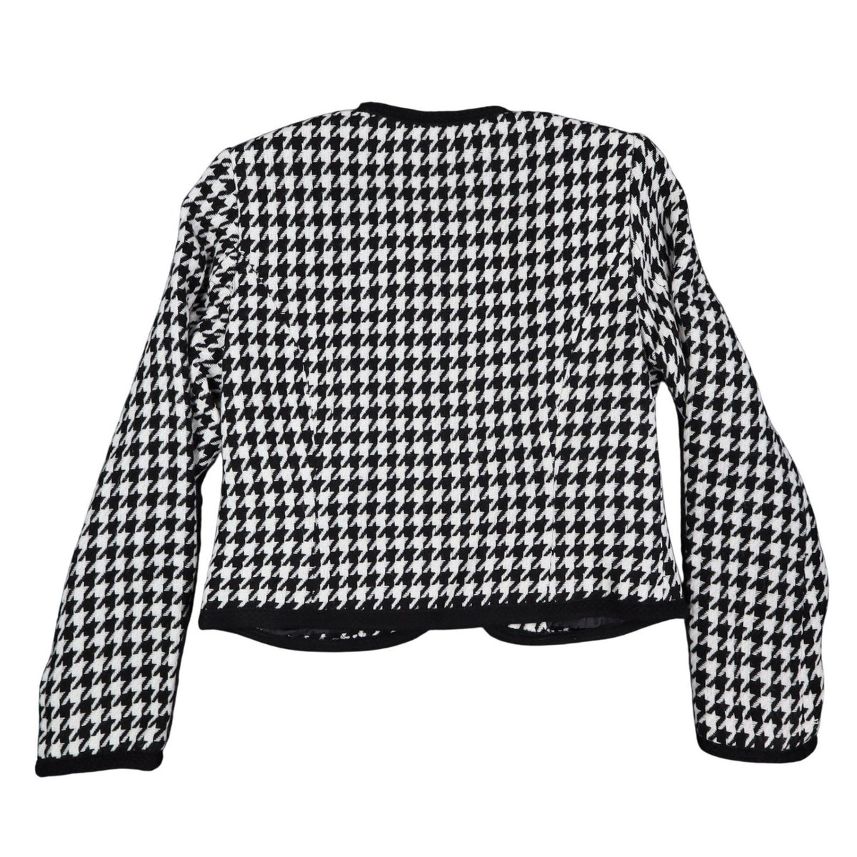 Larry Levine Houndstooth Jacket Womens Size S Black Cream Zip Pockets NWT - take2supply