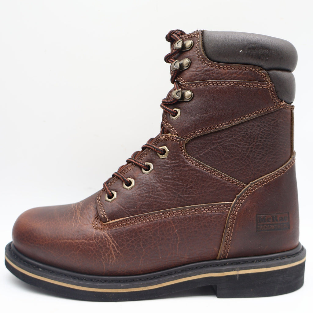 McRae Industrial Work Boots Mens 9 Brown Leather 8in NST Lace Up EH MR88122 - take2supply