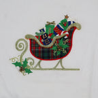 Peanut Butter & Jelly Shirt Womens Medium White Holiday Christmas Sleigh Beaded - take2supply